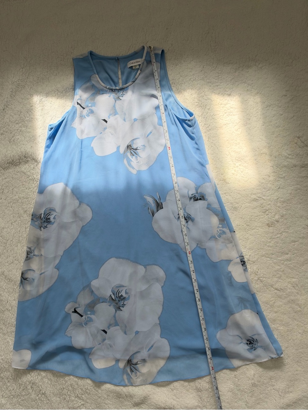 Calvin Klein Light Blue Floral A-Line Girls Dress